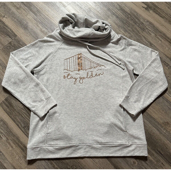 Heatlast Stay Golden Golden Gate Bridge San Francisco Cowl Neck Sweatshirt Large - Picture 1 of 8